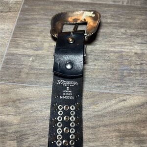 Nocona Black Leather Belt with Silver Eyelets